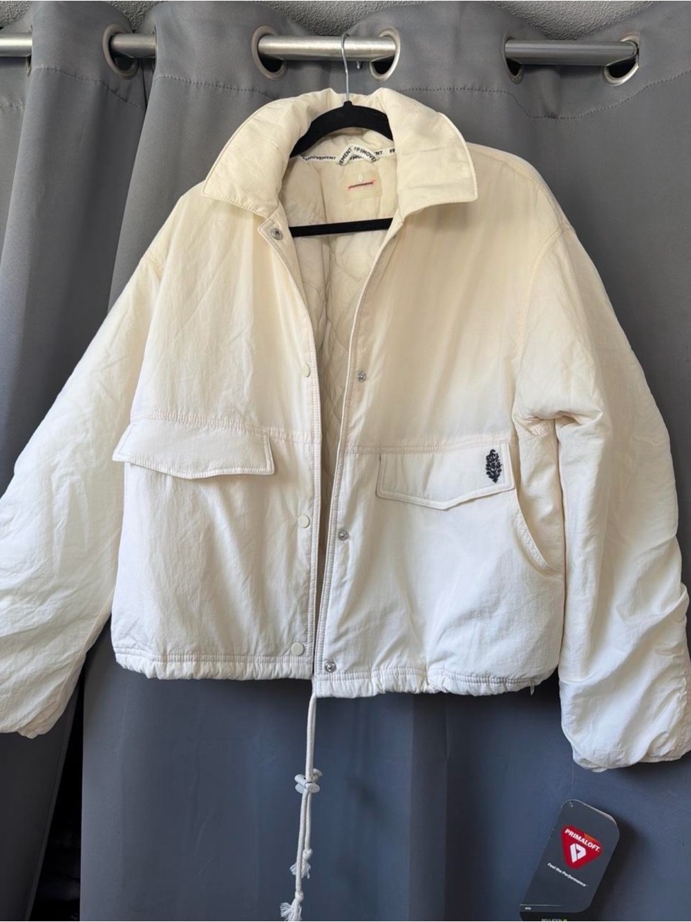 FP Movement by Free People Ivory Cropped Quilted Drawstring Puffer Jacket